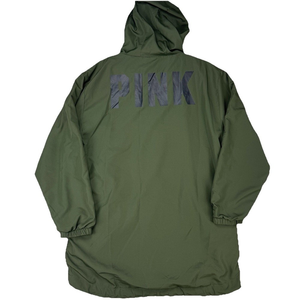Victoria's Secret PINK Olive‎ Green Longline Parka Jacket Hooded Women's Medium